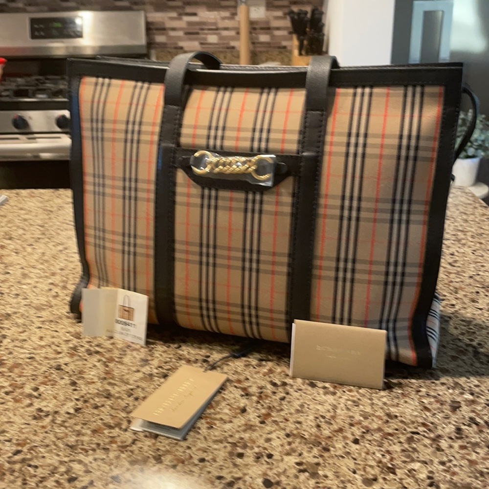 Burberry Link Tote Shoulder Handbag